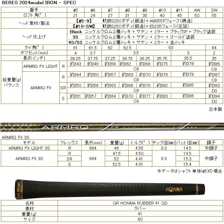 【期間限定】 ホンマ ゴルフ BERES 09 ベレス 3S ★★★ アイアン 6本セット 2024モデル 【sbn】｜g-zone｜10