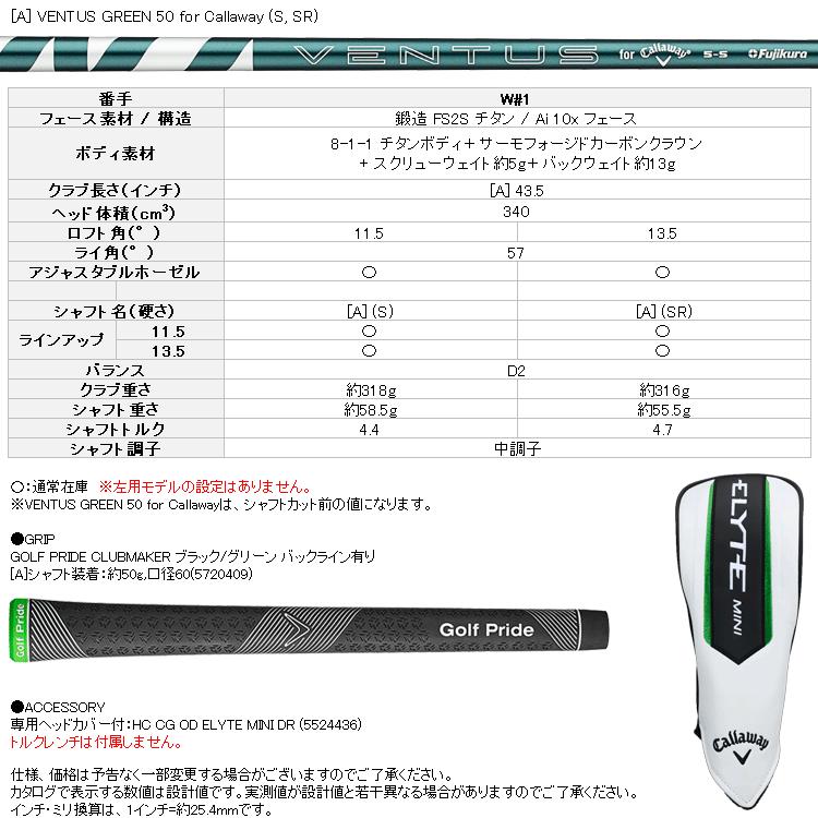 美品 保証書 日本仕様 Callaway ELYET Mini ドライバー Callaway（キャロウェイ） (期間限定) 数量限定品 エリート ELYTE MINI