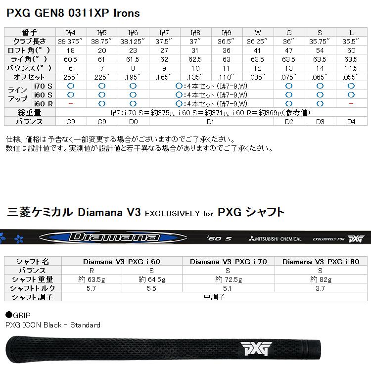 PXG (期間限定) PXG 0311 GEN8 XP アイアン 単品 三菱 Diamana V3 PXG