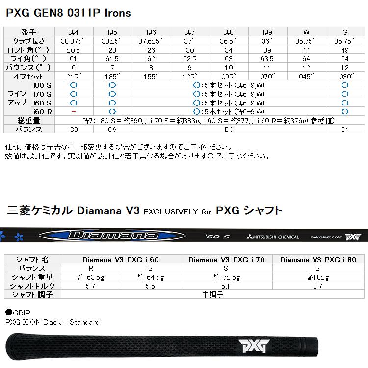 PXG (期間限定) PXG 0311 GEN8 P アイアン 単品 三菱 Diamana V3 PXG