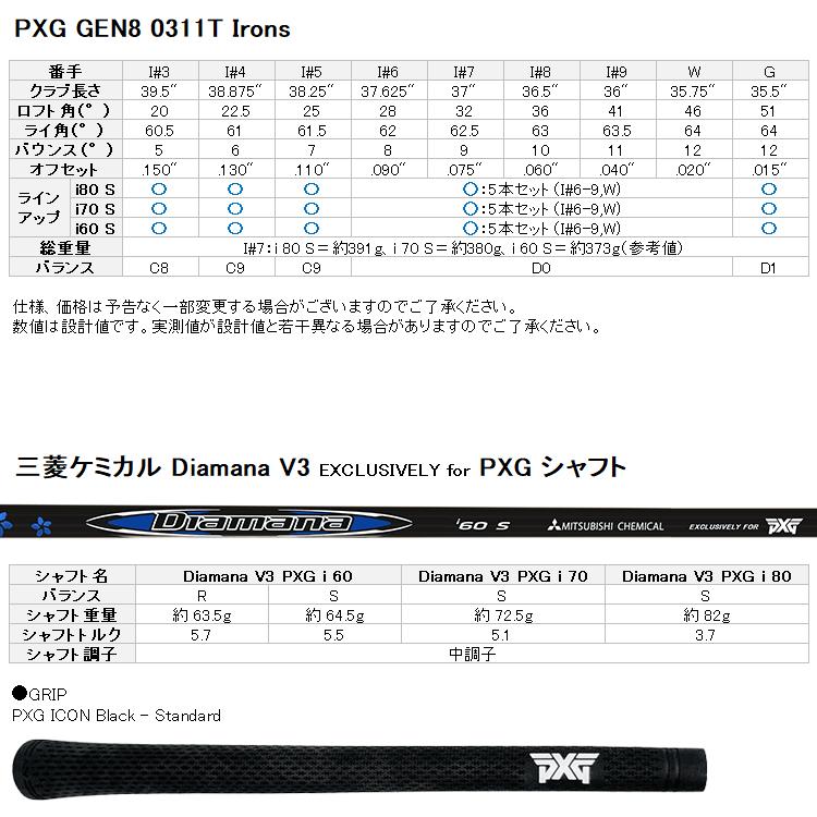 PXG (期間限定) PXG 0311 GEN8 T アイアン 5本セット 三菱 Diamana V3