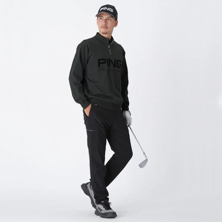 PXG ハーフジップ メンズ 長袖 ゴルフトップス 防風×伸縮 25FWモデル⭐ PING（ピン） ハーフジップハイネックニット メンズ 2025秋冬 ゴルフ