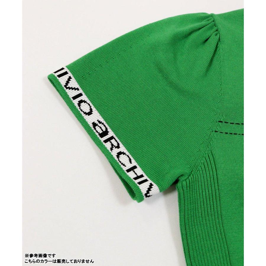archivio（アルチビオ） ゴルフ ステッチ風プリントニットポロシャツ