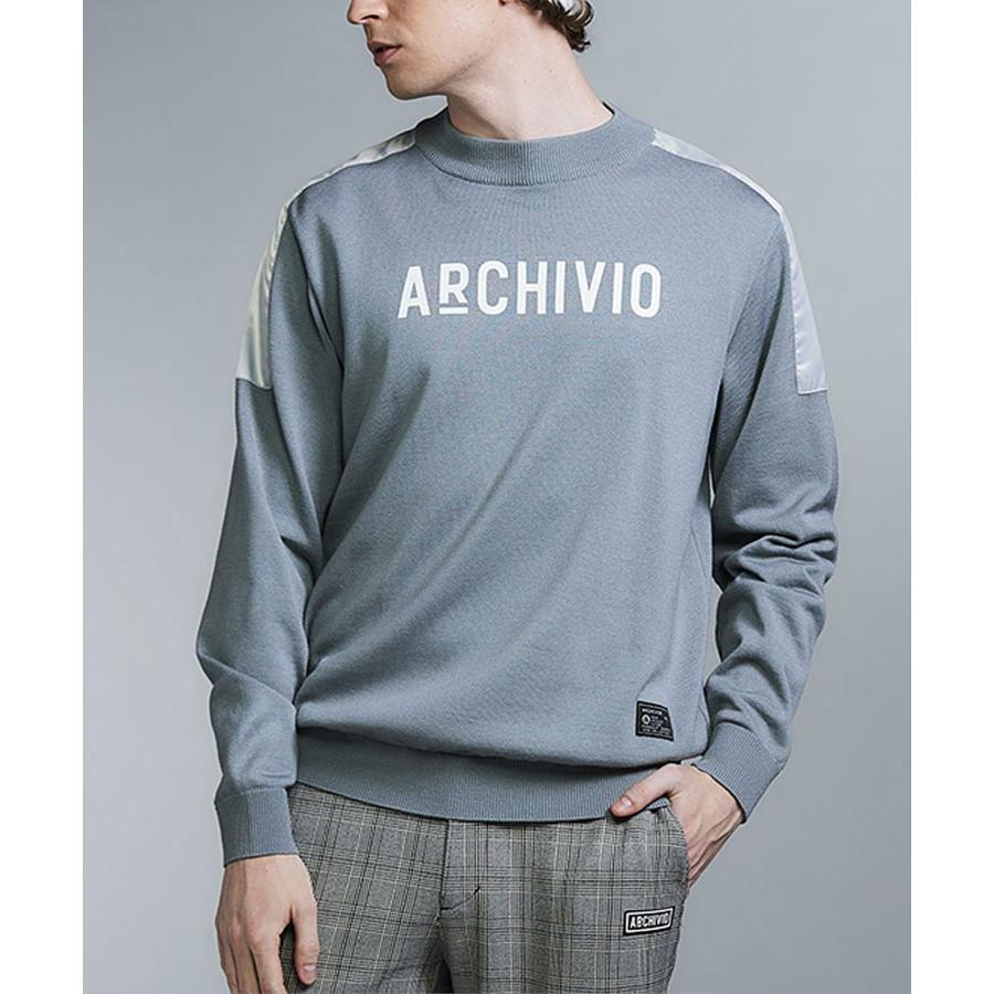 archivio（アルチビオ） ゴルフ ウール混肩切替ロゴニット 長袖 メンズ
