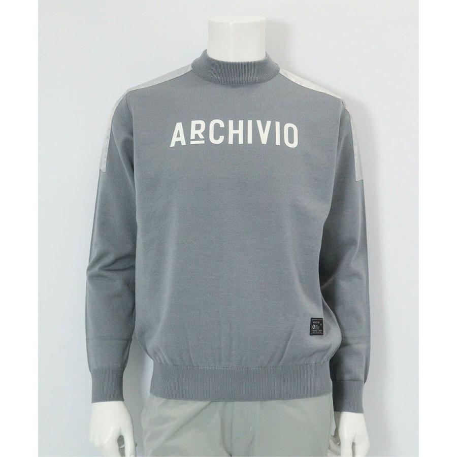 アルチビオ 秋冬 ゴルフ ウール混肩切替ロゴニット 長袖 メンズ A528005 archivio（アルチビオ） ゴルフ ウール混肩切替ロゴニット 長袖 メンズ