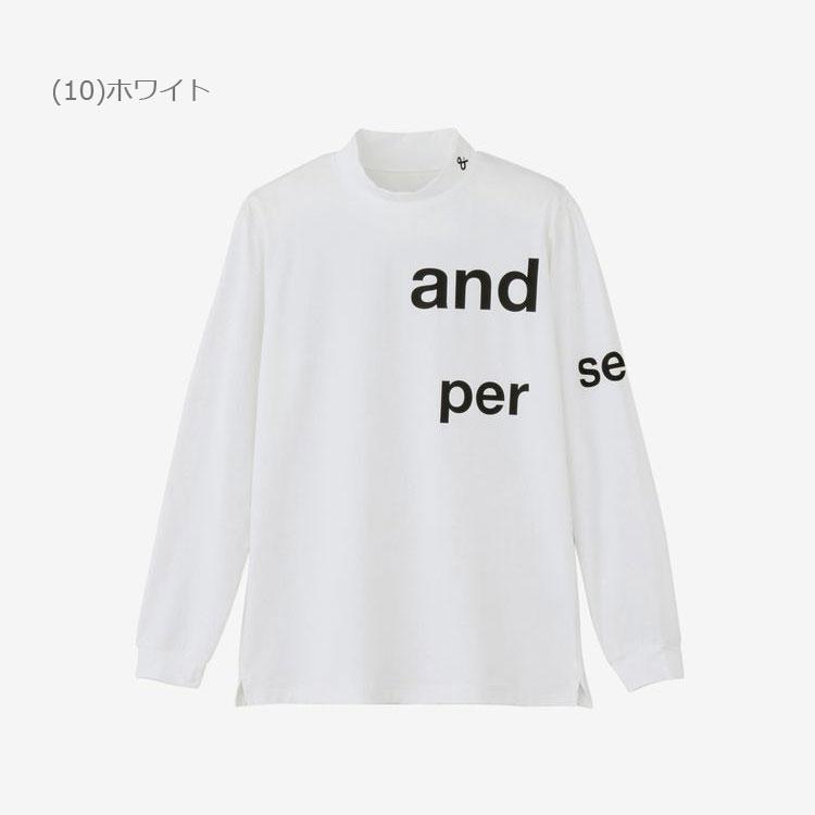 and per se ハイネックシャツ　ロゴプリント 新品　M and per se（アンパスィ） リファインドライ長袖ハイネックシャツ