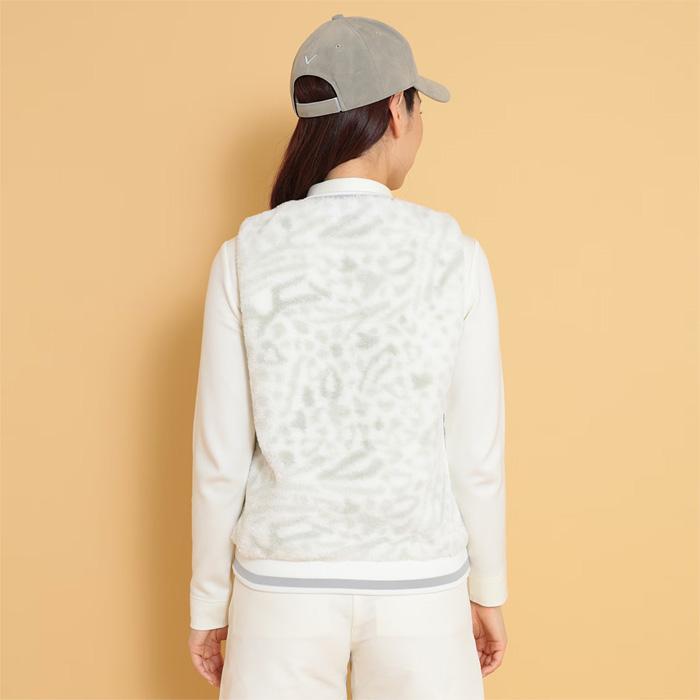 【そらまめこ】Callawayレディースレオパードプリントファーベスト Callaway キャロウェイ レオパードプリントファーベスト