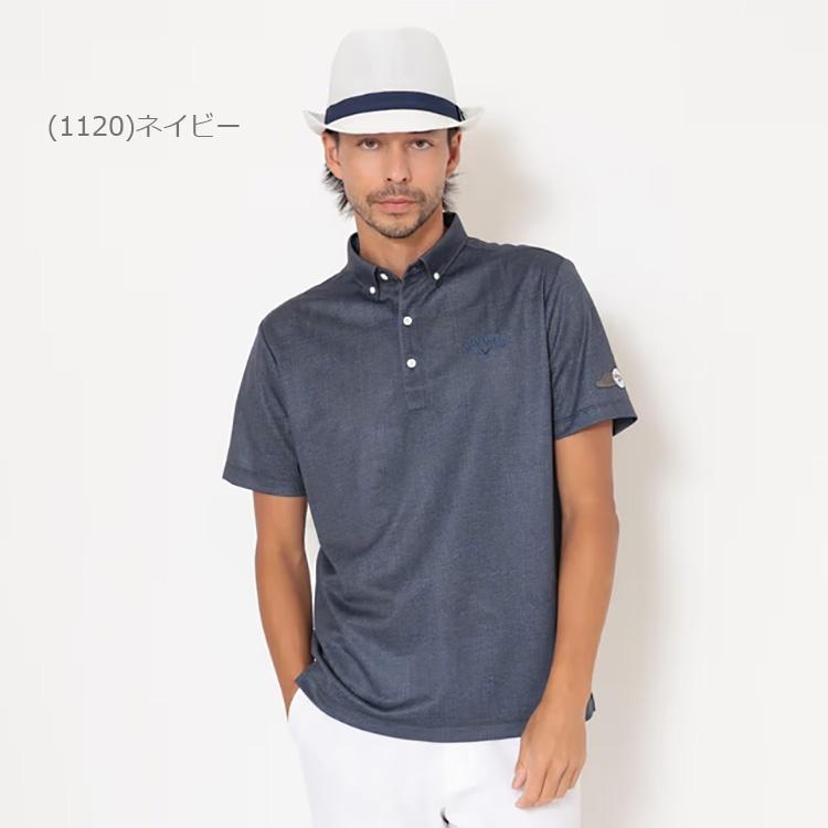 Callaway（キャロウェイ） かざあなメッシュシャンブレー柄半袖シャツ