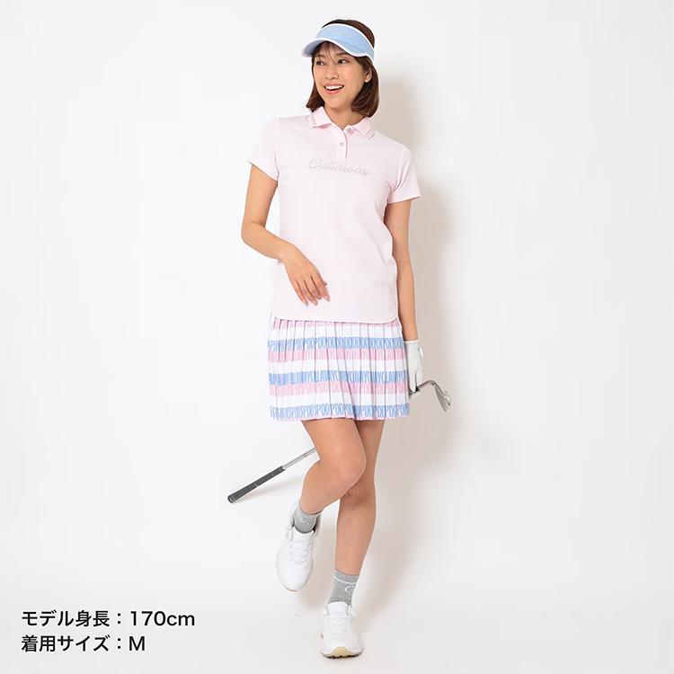26UTAA ゴルフ ウェア レディース ポロシャツ スカート 2点セットS Callaway（キャロウェイ） ポリエステルカノコ半袖ポロシャツ