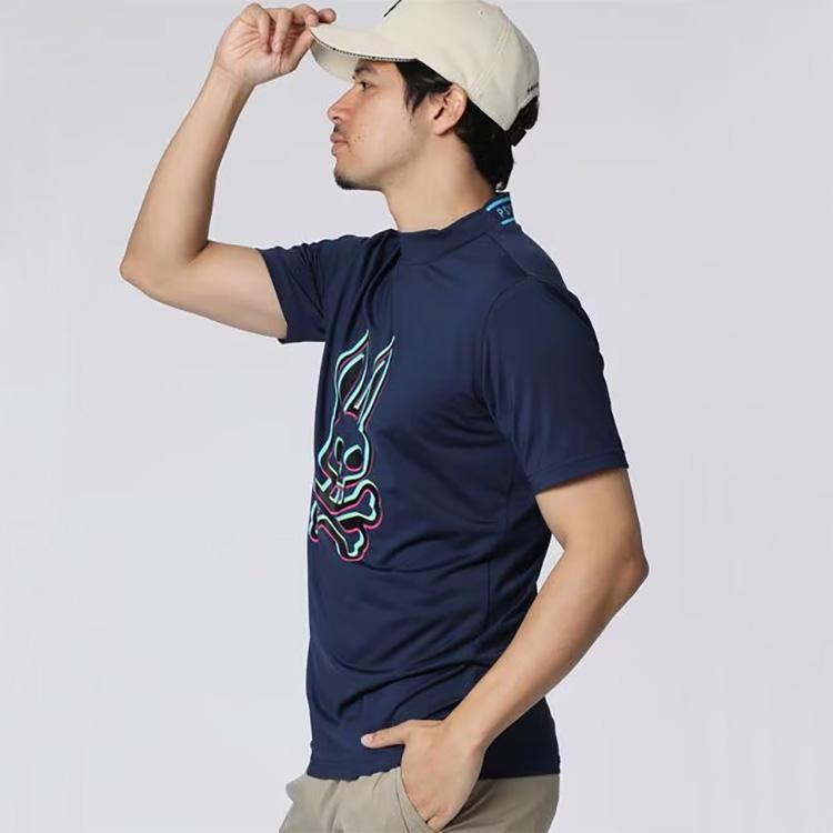 Psycho Bunny サイコバニー 3Dカラーロゴ モックネックTシャツ