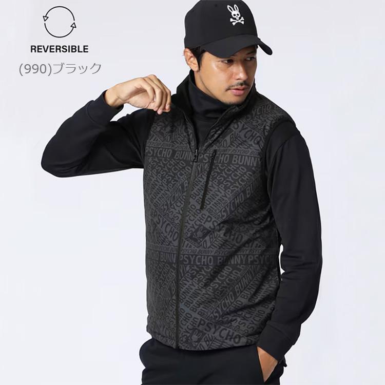 Psycho Bunny（サイコバニー） 総柄フォントロゴ リバーシブルベスト