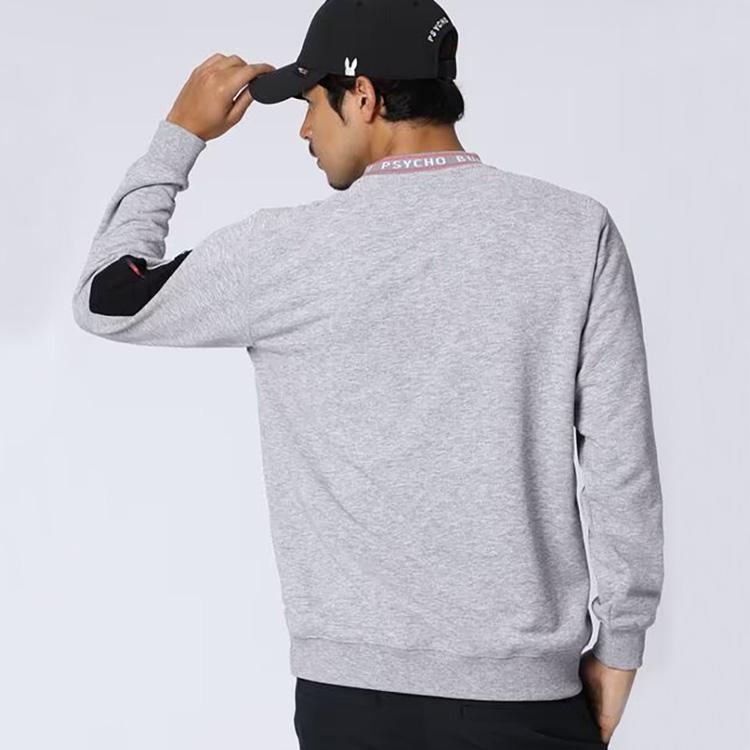 【美品】サイコバニー　ジップアップ長袖セーター ホワイト/グレー PSYCHO BUNNY サイコバニー 裏起毛スウェットジップパーカー グレー系