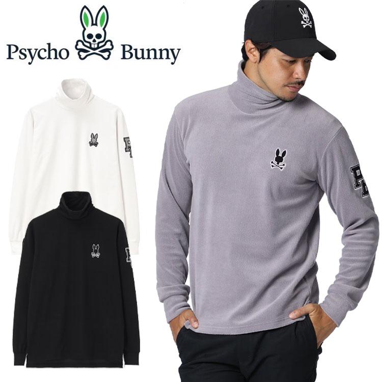 サイコバニー アウトラインロゴ タートルネックロングスリーブＴシャツ メンズ 2025秋冬 ゴルフウェア GF655 Psycho Bunny（サイコバニー） アウトラインロゴ タートルネックロング