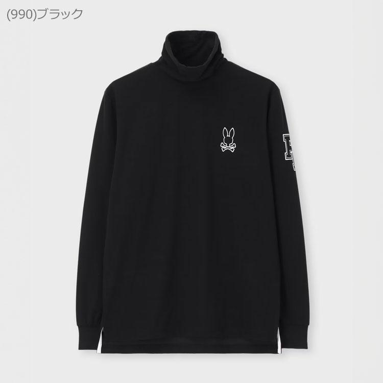 サイコバニー アウトラインロゴ タートルネックロングスリーブＴシャツ メンズ 2025秋冬 ゴルフウェア GF655 Psycho Bunny（サイコバニー） アウトラインロゴ タートルネックロング