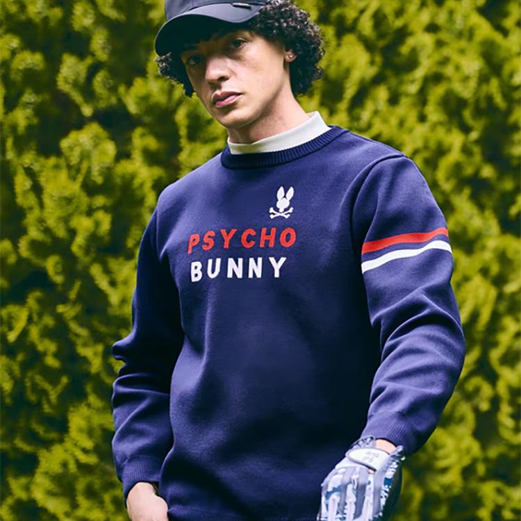 Psycho Bunny（サイコバニー） トリコロール ジャガードニット クルー
