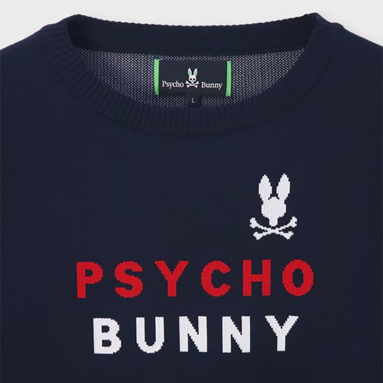 Psycho Bunny（サイコバニー） トリコロール ジャガードニット クルー