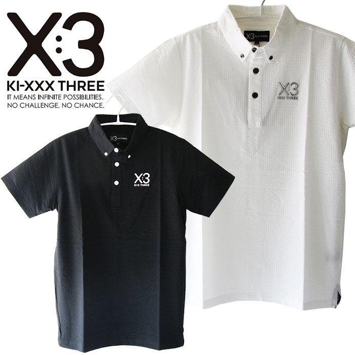 KI-XXX THREE キックスリー ボタンダウンシンプルポロシャツ