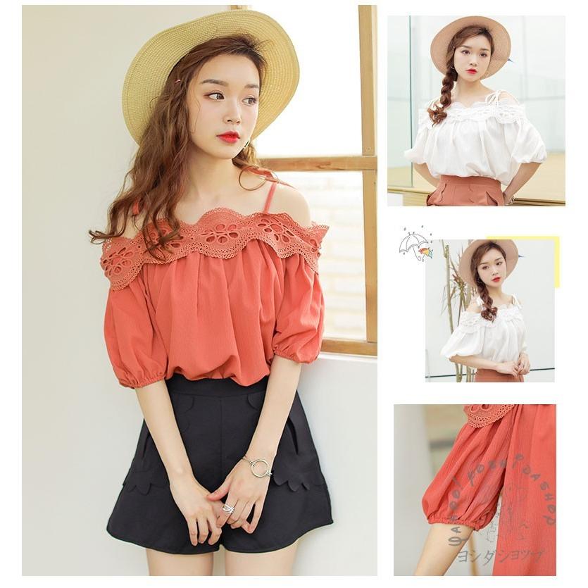 Tシャツ レディース 半袖 カジュアル 無地 オフショルダートップス 肩開き オレンジ ホワイト C Ltop 266 ヨシモンショップ 通販 Yahoo ショッピング