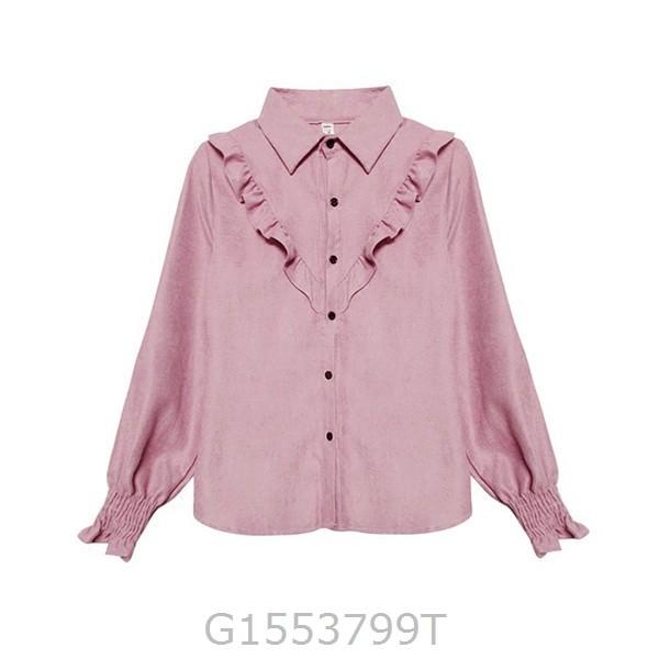 フリルブラウスピンクラッフル長袖レディース袖肩おしゃれ可愛いかわいい大人カジュアルファッション春秋冬コーデ胸元白グリーンブラウン G1553 Apdf087 ヨシモンショップ 通販 Yahoo ショッピング