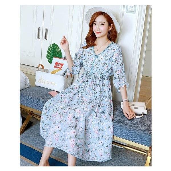 妊婦服 授乳服マタニティウエアマタニティ夏服産前産後ワンピースvネック5分袖花柄ワンピース通気性良いゆったりママ大きいサイズお出かけ Gt Cbrjw5 ヨシモンショップ 通販 Yahoo ショッピング