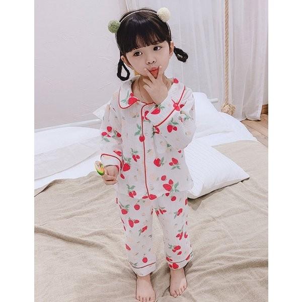 キッズパジャマ2重ガーゼ綿女の子長袖ルームウェア前開き春秋子供いちご柄パイナップル柄パジャマかわいいおしゃれ80 90 100 110 1 130cm Gt15 Kmqzp503 ヨシモンショップ 通販 Yahoo ショッピング