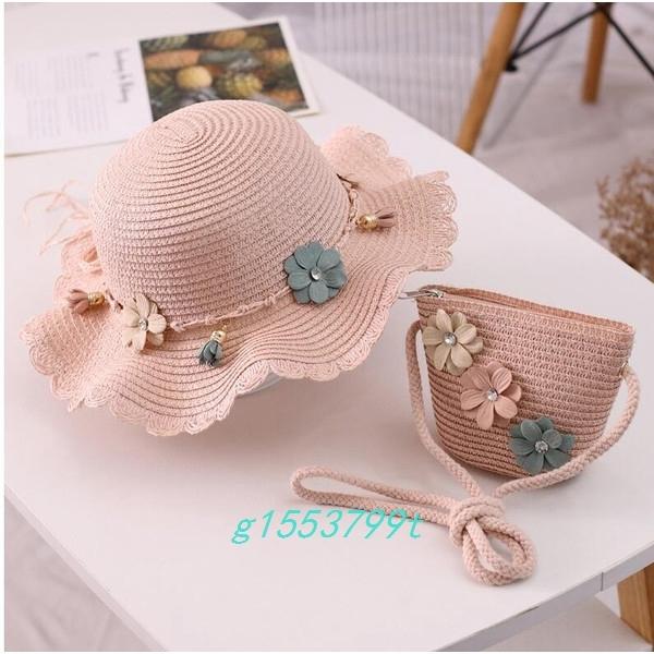 麦わら帽子子供キッズパック２点セットuvカット帽子つば広女の子ハット麦わら子ども紫外線対策海プールかわいい Gt152a0c551b ヨシモンショップ 通販 Yahoo ショッピング
