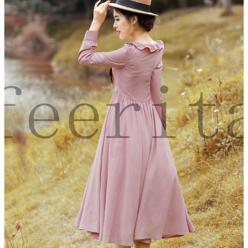 超英国のお嬢様のように着ているクラシック一品 ワンピースマキシワンピースロングワンピースロングドレストレロマキシ長袖 Gt174a4a7 ヨシモンショップ 通販 Yahoo ショッピング