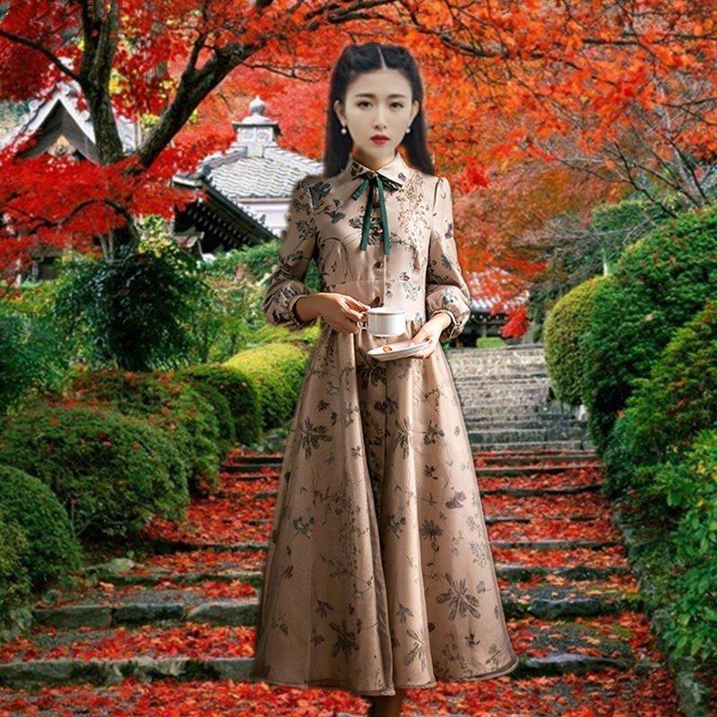 超英国のお嬢様のように着ているクラシック一品 ワンピースマキシワンピースロングワンピースロングドレストレロマキシ長袖チェック Gt1fa8d175e ヨシモンショップ 通販 Yahoo ショッピング