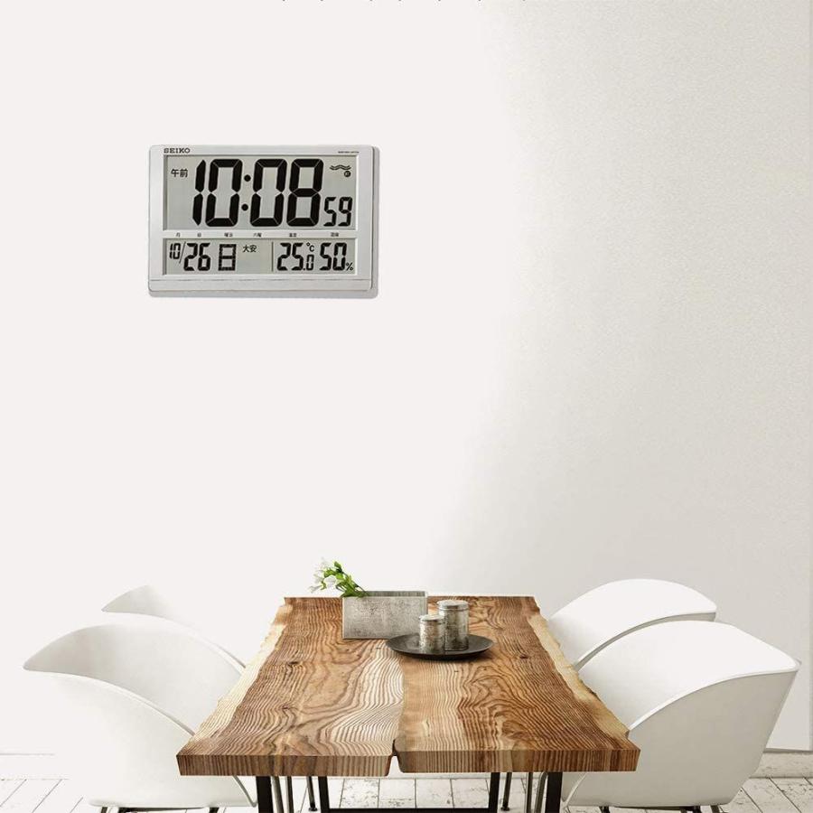 セイコー クロック 掛け時計 置き時計 兼用 電波 デジタル カレンダー 六曜 温度 湿度 表示 大型 銀色 メタリック SQ433S SE クロック 掛け時計 置き時計 兼用 電波 デジタル カレンダー 六曜 温度 湿度 表示 大型 銀色 メタリック SQ433S SE