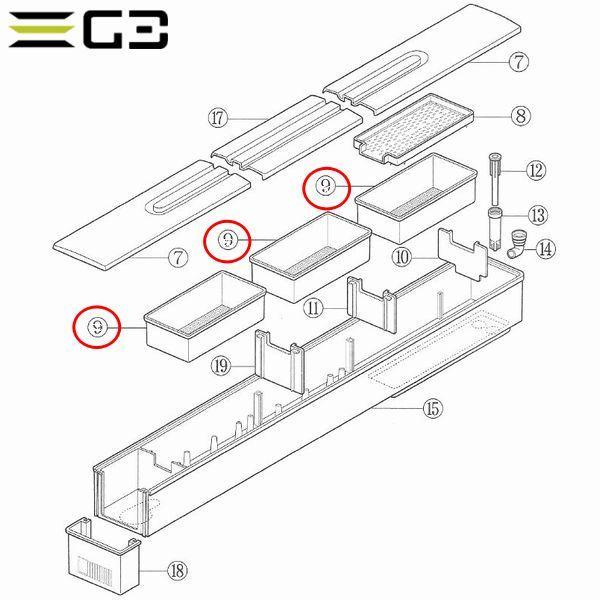 コトブキ スーパーターボ1200Zプラス パーツ(9)ろ過材用バスケット｜g3aqualab