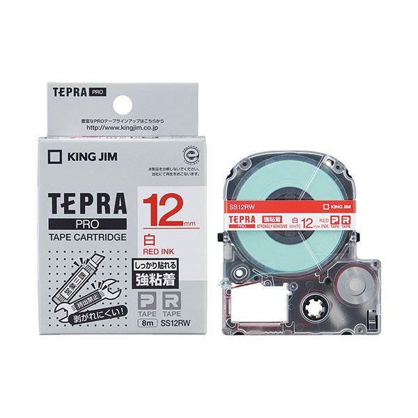 （まとめ） キングジム テプラ PRO テープカートリッジ 強粘着 12mm 白／赤文字 SS12RW 1個 〔×5セット〕_2