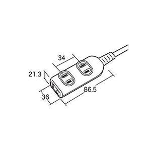 (まとめ) サンワサプライ タップ 2P・3個口 5.0m TAP-3W5N 1個 〔×5セット〕_1