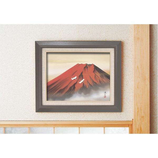 日本画額 紘黒フレームセット F6号 伊藤渓山 「赤富士」 459×550×32mm 箱入り 額縁 額 フレーム_2