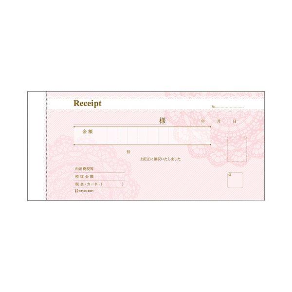 （まとめ） ヒサゴ デザイン領収証 レース／ピンク2枚複写 40組 #831 1冊 〔×10セット〕_1