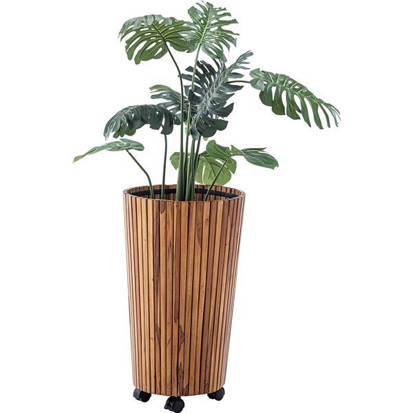 ウッドプランター 植木鉢 直径39×高さ65cm L 2個セット 木製 キャスター付き ベランダ ウッドデッキ 屋外 ガーデニング用品_1