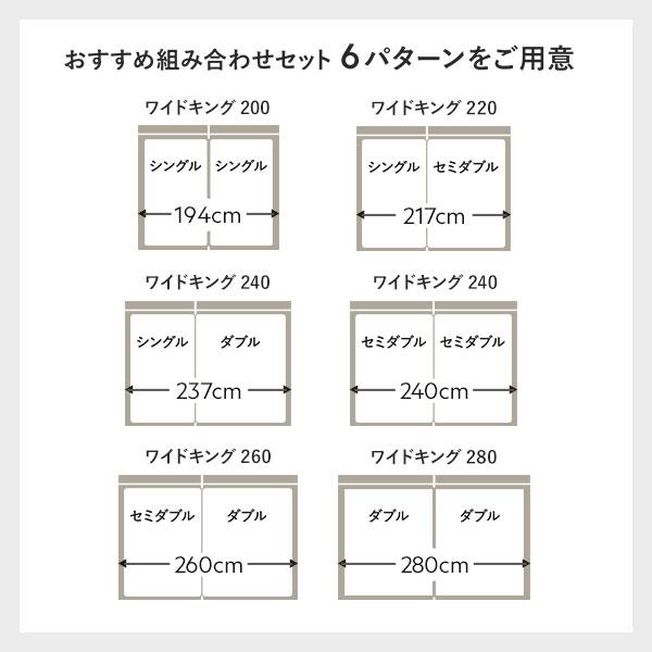 ベッド ワイドキング 240 S＋D ボンネルコイルマットレス付 ブラック 2台セット 収納付き 宮付き