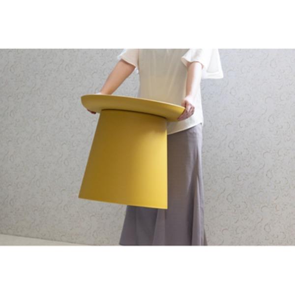 サイドテーブル ミニテーブル 直径50×高さ45.5cm Sサイズ 円形 イエロー ポリプロピレン 組立品 ラウンドテーブル リビング_2
