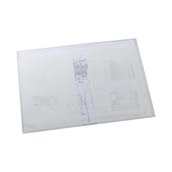 （まとめ）TBM LIMEXダブルホルダーA4（見開きA3） 乳白 LDP-A4 1パック（10枚）〔×5セット〕_2
