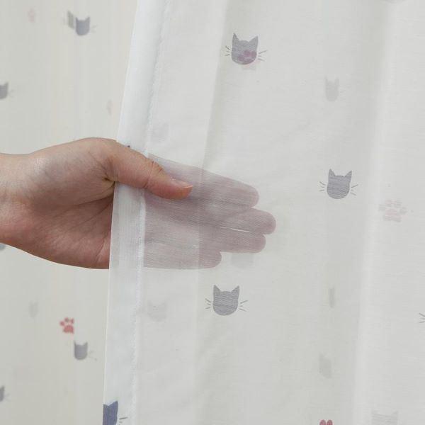 カーテン 4枚セット 約幅100×長さ178cm 猫柄 ドレープ・レース×各2枚 洗える タッセル付き 形状記憶 にゃーとニャン ミックス_4