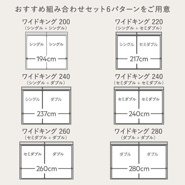 ベッド ワイドキング 220 S＋SD 国産ポケットコイルマットレス付 ハード ブラック 連結 照明 宮付 収納ベッド_1