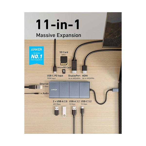 アンカージャパン ANKER 565 USB-Cハブ（11-in-1 10Gbps PD100W対応） グレー A83880A1 1個_1
