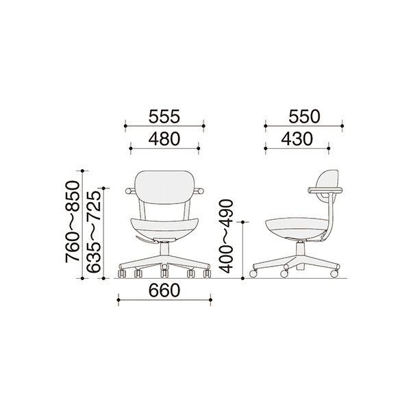 コクヨ パロチェアー 背クッション スタンダードタイプ 本体：ブラック 背・座：ペールテラコッタ C07-B11CU-BK0Y0Y11脚_1