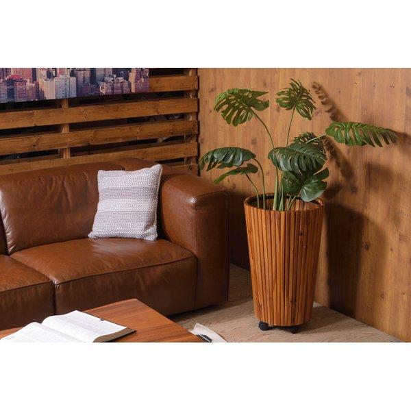 ウッド プランター 植木鉢 約直径39×高さ65cm L ブラウン 天然木 スチール リビング ダイニング インテリア雑貨 完成品_3