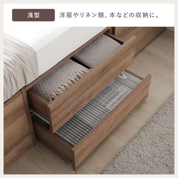 照明付 チェスト ベッド ダブル 薄型国産ポケットコイルマットレス付 ストーングレー 宮付 コンセント付 収納ベッド ベット_7