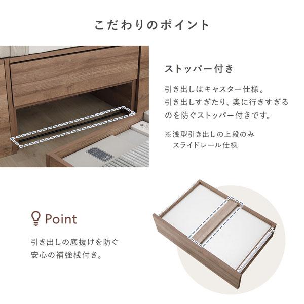 照明付 チェスト ベッド ダブル 薄型国産ポケットコイルマットレス付 ストーングレー 宮付 コンセント付 収納ベッド ベット_8