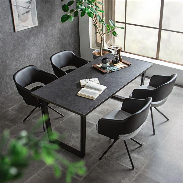 TKM（ツキミ） ダイニングテーブル 約幅160cm BK ブラック 組立品_2