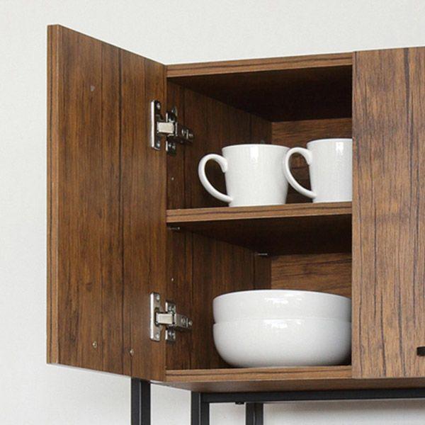 食器棚 キッチン収納 約60×200cm ヴィンテージブラウン スチール NEW