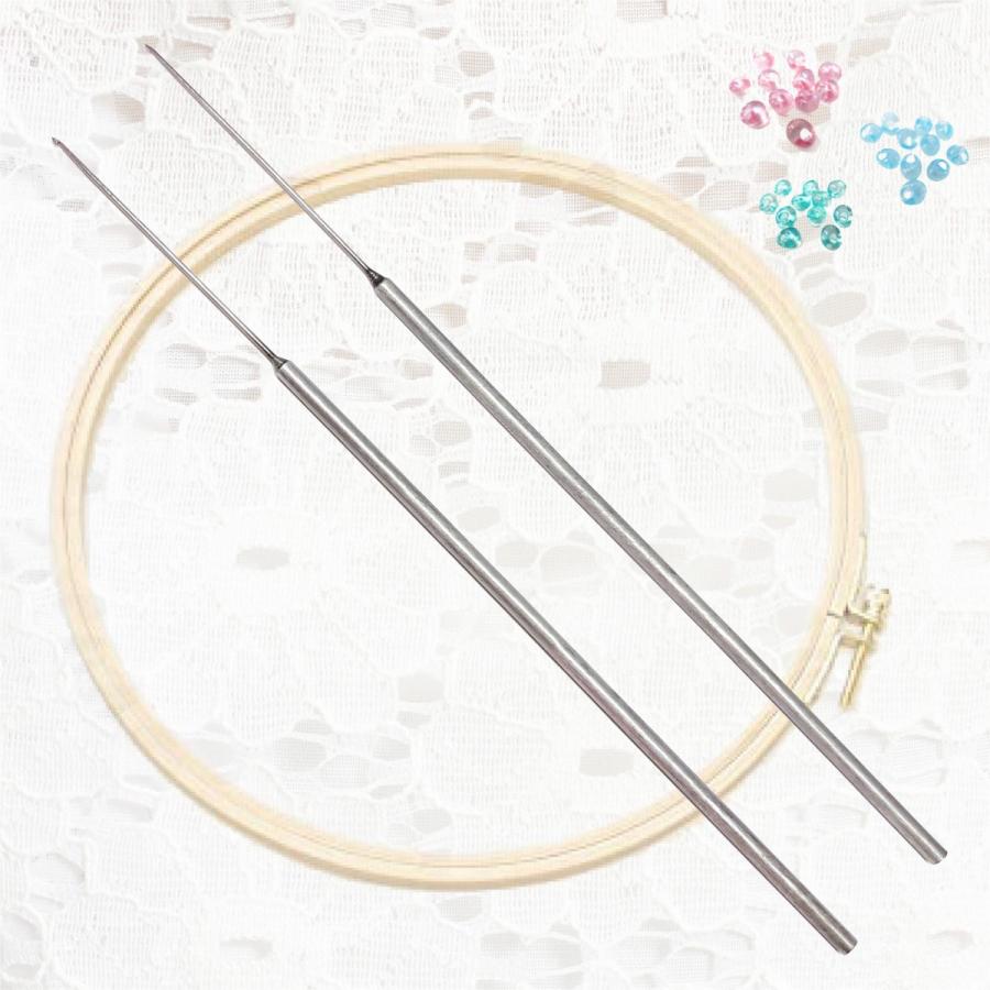 アリワーク 刺繍針 2本セット 鉄製 針サイズ4cm オートクチュール かぎ針 刺しゅう ビーズ刺繍用ニードル 手芸 用品 用具 ハリ ...