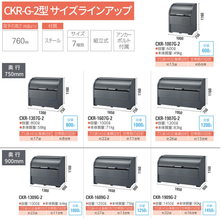 クリーンストッカー CKR-1309G-2 ゴミ収集庫 CKR G-2型 組立式 業務用 グレー ゴミ収集庫 ステンレス ゴミ置場 ゴミステーション DAIKEN ダイケン_8