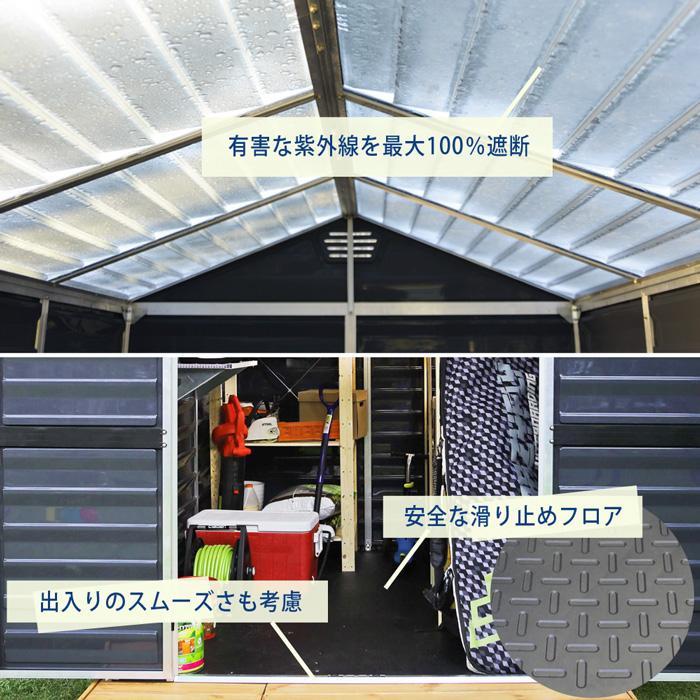 【個人直送可】【185cm×154cm】 スカイライト 6×5 物置 パルラム社 収納庫 組立式 小屋 多機能 耐久性 両開き 北欧 倉庫 大型 高強度_4